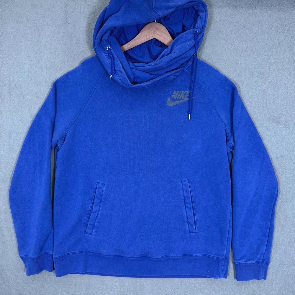 Nike Hoodie Women XL Blue Cowl Neck Pullover Fleece Sportswear Gym Active
